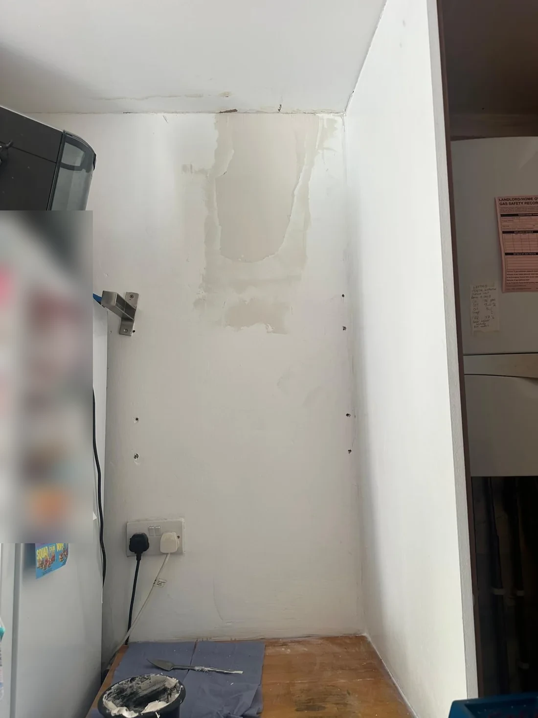 Wall before shelving installation